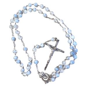 Vintage Rosary made in Italy baby blue
